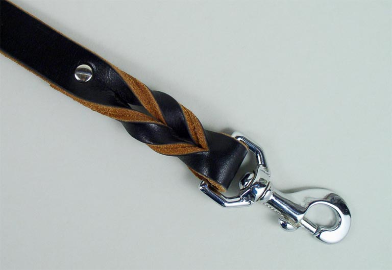 braided leather dog leash