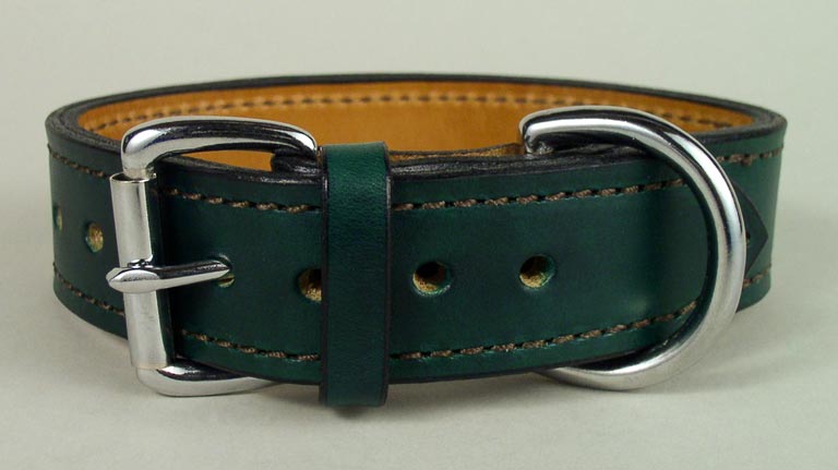 Green tough leather dog collar.