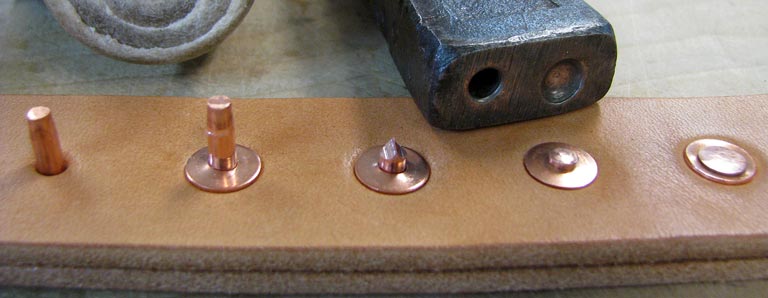 Copper rivet setter to install rivets.
